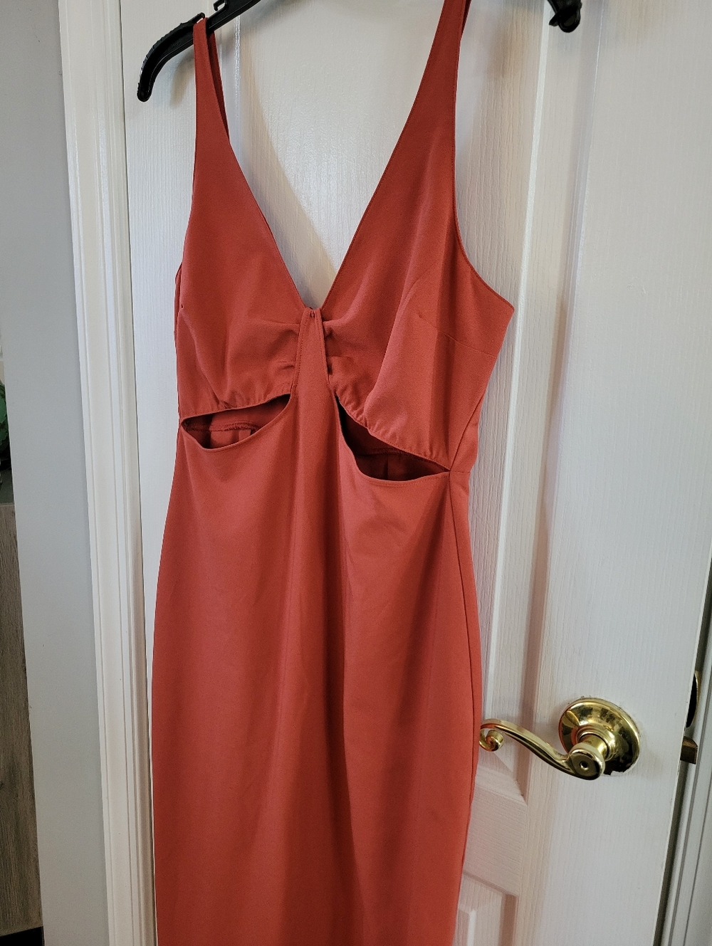 Abercrombie & Fitch Slim Cutout Midi Dress Terracotta Rust Orange Size Medium - Picture 2 of 10